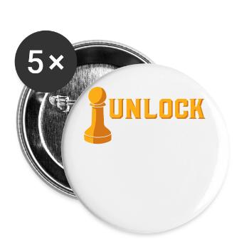 Libérez votre joueur d’échiquier potentiel - Lot de 5 petits badges (25 mm) - blanc - Devant