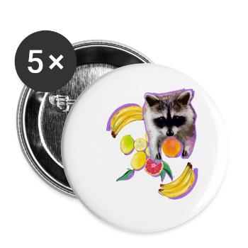 raton laveur, ours, graffiti, peinture, menthe, fruit - Lot de 5 petits badges (25 mm) - blanc - Devant