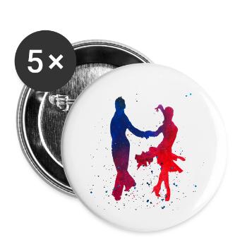 Fächer Tanzpaar Latein Salsa Samba Swing bunt - Buttons klein 25 mm (5er Pack) - Weiß - Vorne