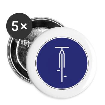 Panneau de signalisation avec silhouette de vélo - Lot de 5 petits badges (25 mm) - blanc - Devant