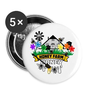 Ferme de miel - Lot de 5 petits badges (25 mm) - blanc - Devant