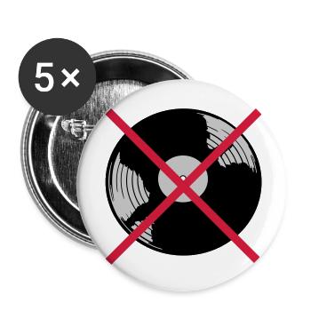 Musique de disque vinyle interdite - Lot de 5 petits badges (25 mm) - blanc - Devant