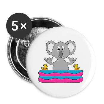 KOALA - PLANSCHBECKEN - POOL - SHAKA - TIER - Buttons klein 25 mm (5er Pack) - Weiß - Vorne