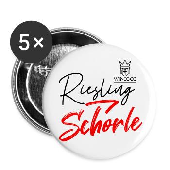 Winegod lustiger Spruch Riesling Schorle - Buttons klein 25 mm (5er Pack) - Weiß - Vorne