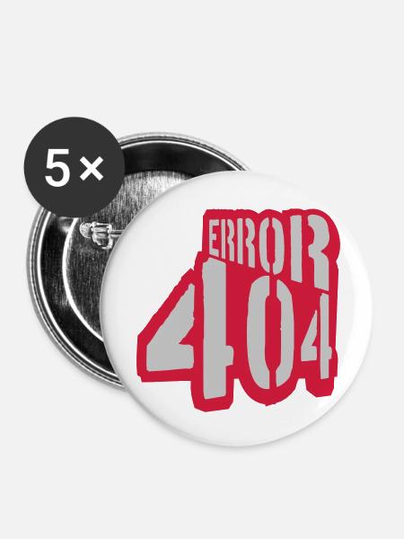 Error 404 Meldung Netzwerk - Buttons klein 25 mm (5er Pack) - Weiß