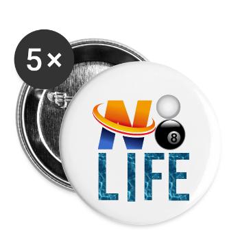 NO BILLARD, NO LIFE - Lot de 5 petits badges (25 mm) - blanc - Devant