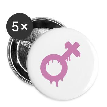Frauenpower - Feministin - Buttons klein 25 mm (5er Pack) - Weiß - Vorne
