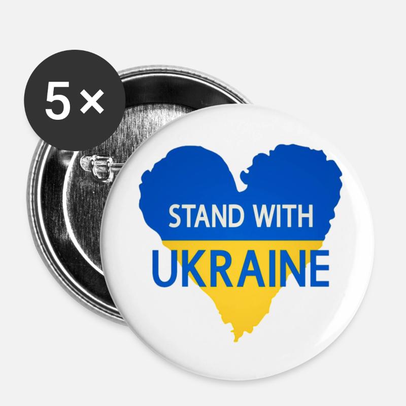 Ukraine - Buttons klein 25 mm (5er Pack) - Weiß