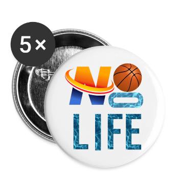 NO BASKET, NO LIFE - Lot de 5 petits badges (25 mm) - blanc - Devant