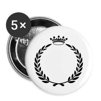 Laurel wreath with crown - Buttons small 1''/25 mm (5-pack) - white - Front