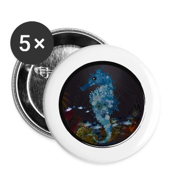 blue seahorse in the underwater world - Buttons small 1''/25 mm (5-pack) - white - Front