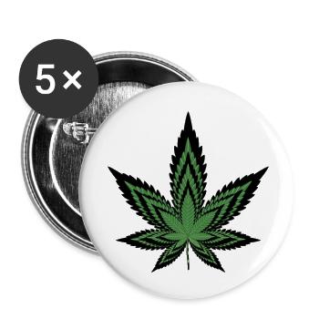 Canabis Blatt - Buttons klein 25 mm (5er Pack) - Weiß - Vorne