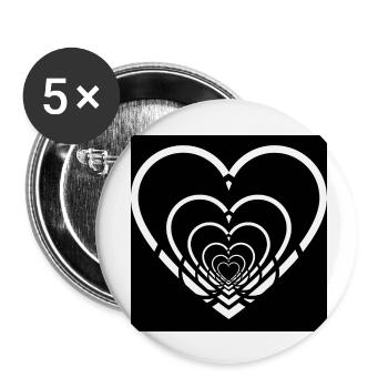 Cœurs Entremêlés Noir - Lot de 5 petits badges (25 mm) - blanc - Devant