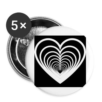 Coeurs Mêlés Noir - Lot de 5 petits badges (25 mm) - blanc - Devant