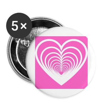 Coeurs Mêlés Rose - Lot de 5 petits badges (25 mm) - blanc - Devant