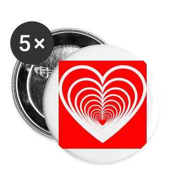 Cœurs Mêlés Rouge - Lot de 5 petits badges (25 mm) - blanc - Devant
