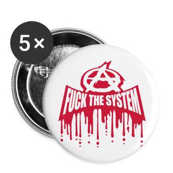 Logo fuck the system - Buttons klein 25 mm (5er Pack) - Weiß - Vorne