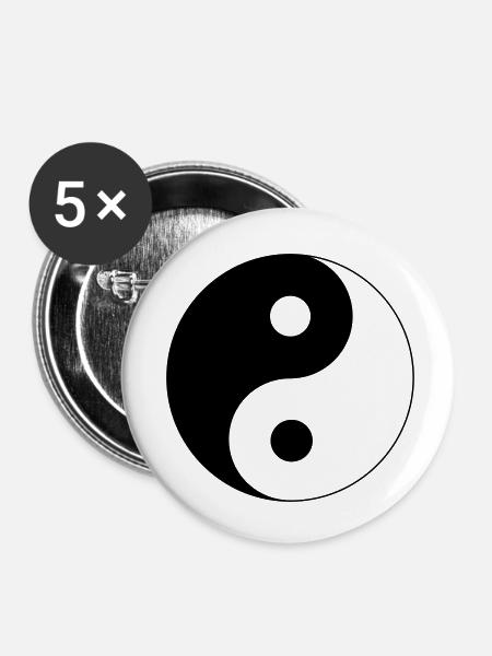 Yin Yang Design - Buttons klein 25 mm (5er Pack) - Weiß