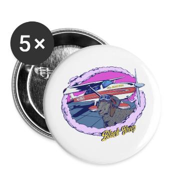 Cessna Mouton noir - Lot de 5 petits badges (25 mm) - blanc - Devant