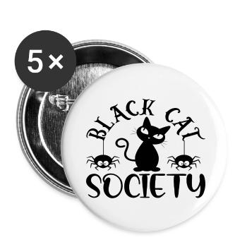 Black Cat Society - Buttons small 1''/25 mm (5-pack) - white - Front