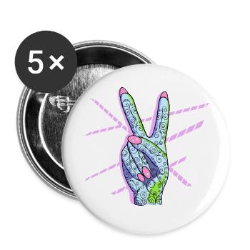Peace Zeichen Victory Symbol Frau - Buttons klein 25 mm (5er Pack) - Weiß - Vorne