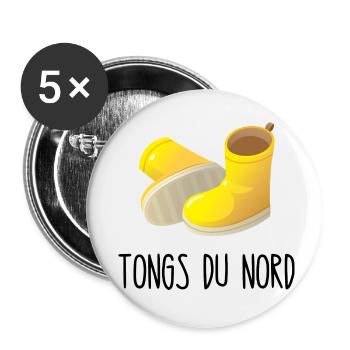 tongs du nord - Lot de 5 petits badges (25 mm) - blanc - Devant