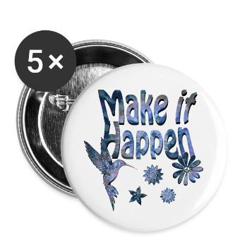 Make it Happen Hummingbird Blue - Lot de 5 petits badges (25 mm) - blanc - Devant