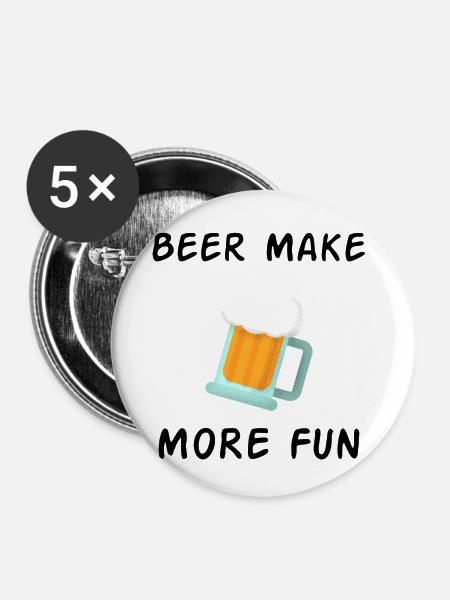 Bier Outfit - Buttons klein 25 mm (5er Pack) - Weiß