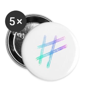 hashtag - Buttons klein 25 mm (5er Pack) - Weiß - Vorne