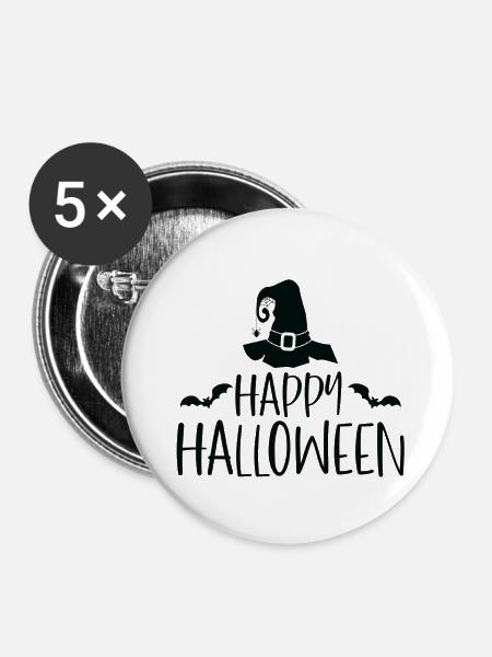 Happy Halloween - Buttons klein 25 mm (5er Pack) - Weiß