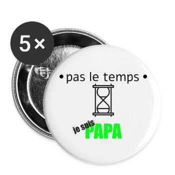 no time I'm a dad - Buttons small 1''/25 mm (5-pack) - white - Front
