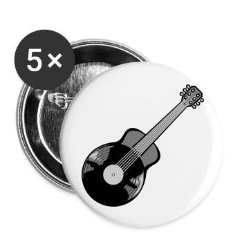 Guitariste vinyle jouant de la guitare - Lot de 5 petits badges (25 mm) - blanc - Devant