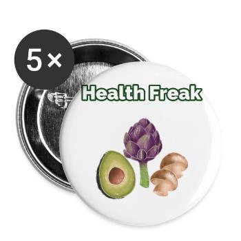 Health Freak. Healthy Foodie - Buttons small 1''/25 mm (5-pack) - white - Front