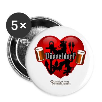 Düsseldorf Herz Bergischer Löwe Altbierbecher - Buttons klein 25 mm (5er Pack) - Weiß - Vorne