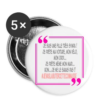 Je suis une fille très sympa - Lot de 5 petits badges (25 mm) - blanc - Devant