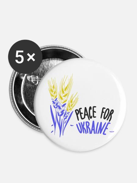 Frieden für Uraine - Buttons klein 25 mm (5er Pack) - Weiß