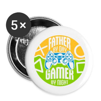père de jour Gamer - Lot de 5 petits badges (25 mm) - blanc - Devant