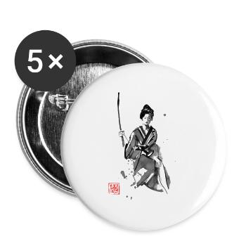 geisha and katana - Lot de 5 petits badges (25 mm) - blanc - Devant