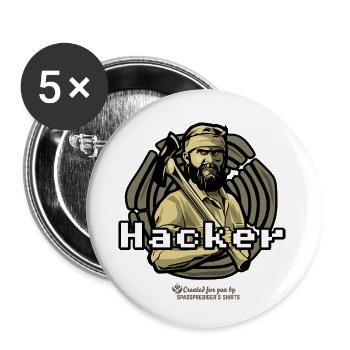 Holzfäller Hacker - Buttons klein 25 mm (5er Pack) - Weiß - Vorne