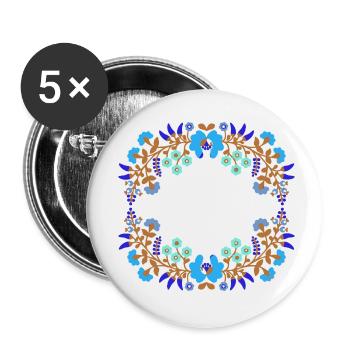 leer,blumen,blumenkranz,floral,illustration,blau - Buttons klein 25 mm (5er Pack) - Weiß - Vorne