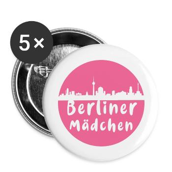 berlin, skyline, kreis, scherenschnitt,berlinerin - Buttons klein 25 mm (5er Pack) - Weiß - Vorne