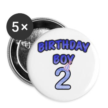 Anniversaire Garçon 2 Ans - Lot de 5 petits badges (25 mm) - blanc - Devant