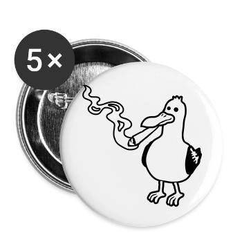 Joint rauchen Kiffer Möwe - Buttons klein 25 mm (5er Pack) - Weiß - Vorne