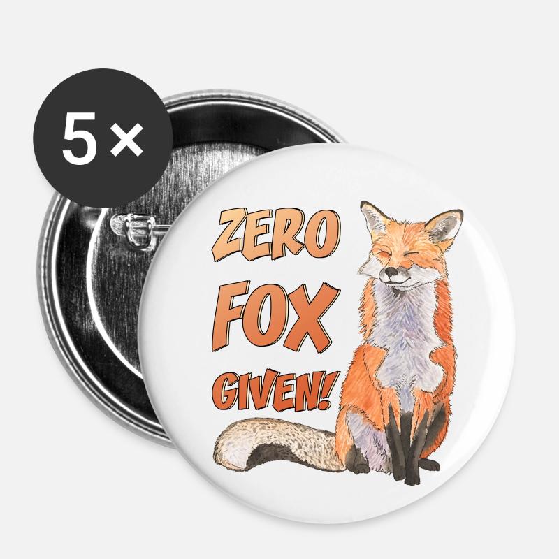 Zero Fox given No Fox given niedliche Fuchs - Buttons klein 25 mm (5er Pack) - Weiß