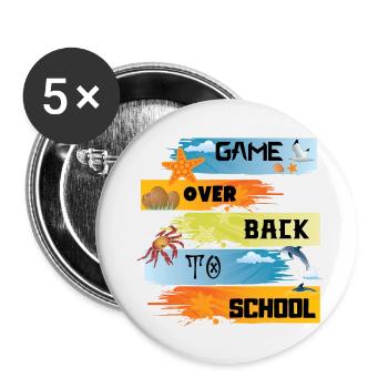 Spiel vorbei zurück zur Schule - Buttons klein 25 mm (5er Pack) - Weiß - Vorne