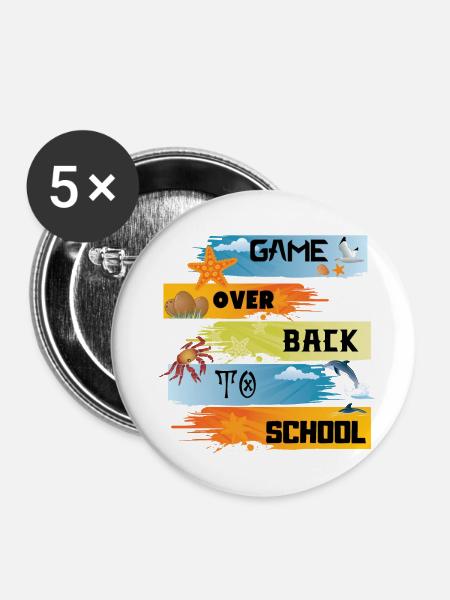Game over back to school - Buttons small 1''/25 mm (5-pack) - white