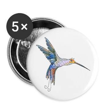 Oiseau - Lot de 5 petits badges (25 mm) - blanc - Devant