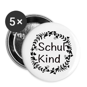 Schulkind - Buttons klein 25 mm (5er Pack) - Weiß - Vorne