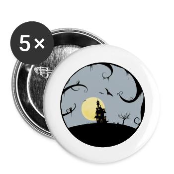 Halloween Castle - Buttons small 1''/25 mm (5-pack) - white - Front