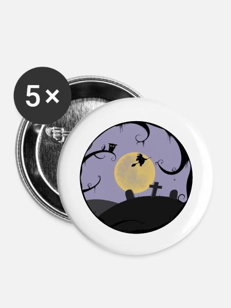 Halloween Witch - Buttons klein 25 mm (5er Pack) - Weiß